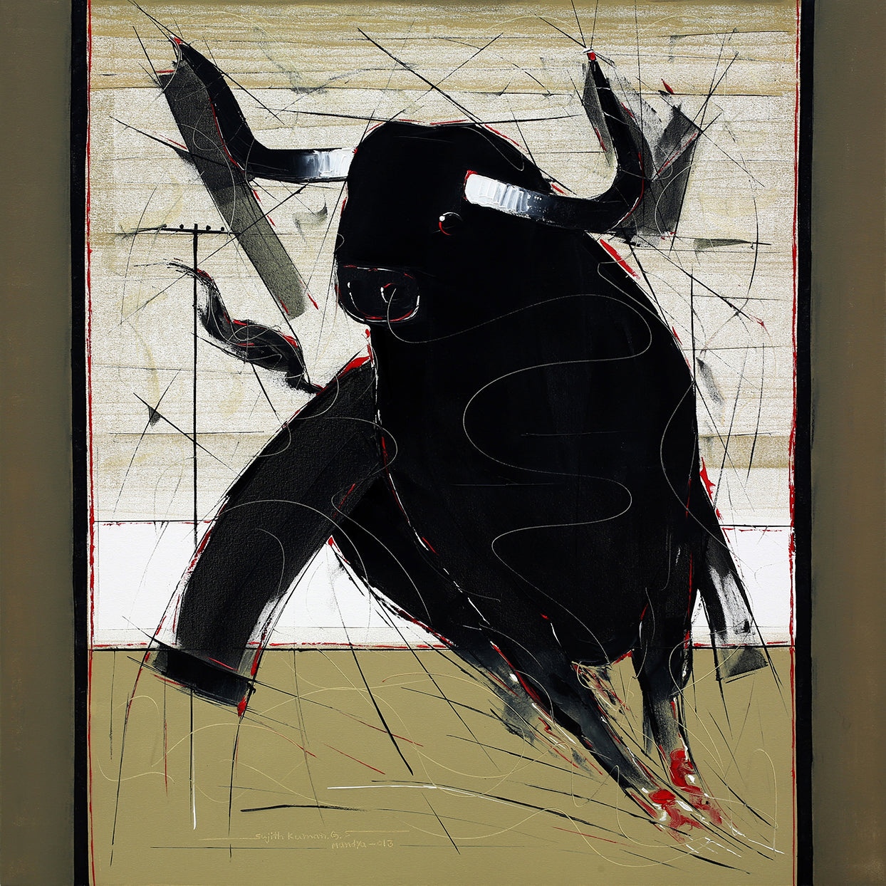 Bull-90 - SUJITH KUMAR GS MANDYA Art Studio Gallery (SKGSM Art Studio Gallery)